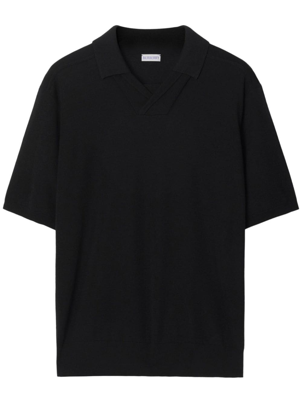 Burberry V-neck wool polo shirt - Black von Burberry