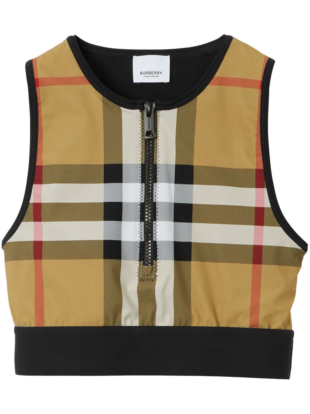 Burberry Vintage Check-pattern sleeveless crop top - Black von Burberry