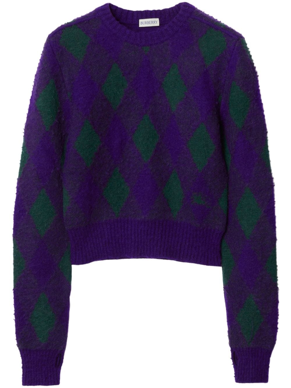 Burberry argyle-knit wool cropped jumper - Purple von Burberry