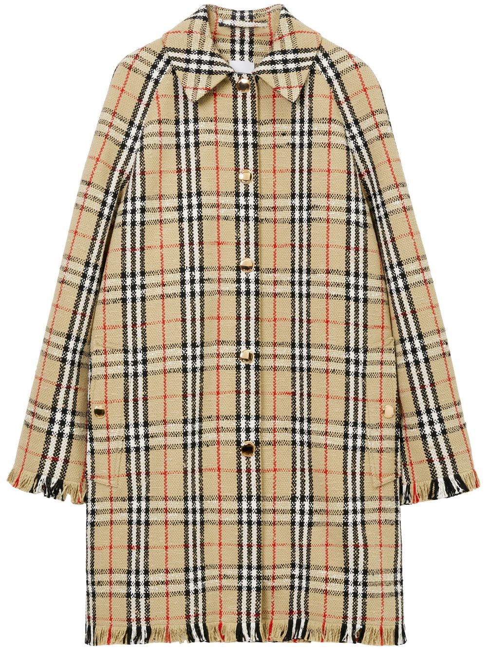Burberry bouclé checkered buttoned raincoat - Neutrals von Burberry