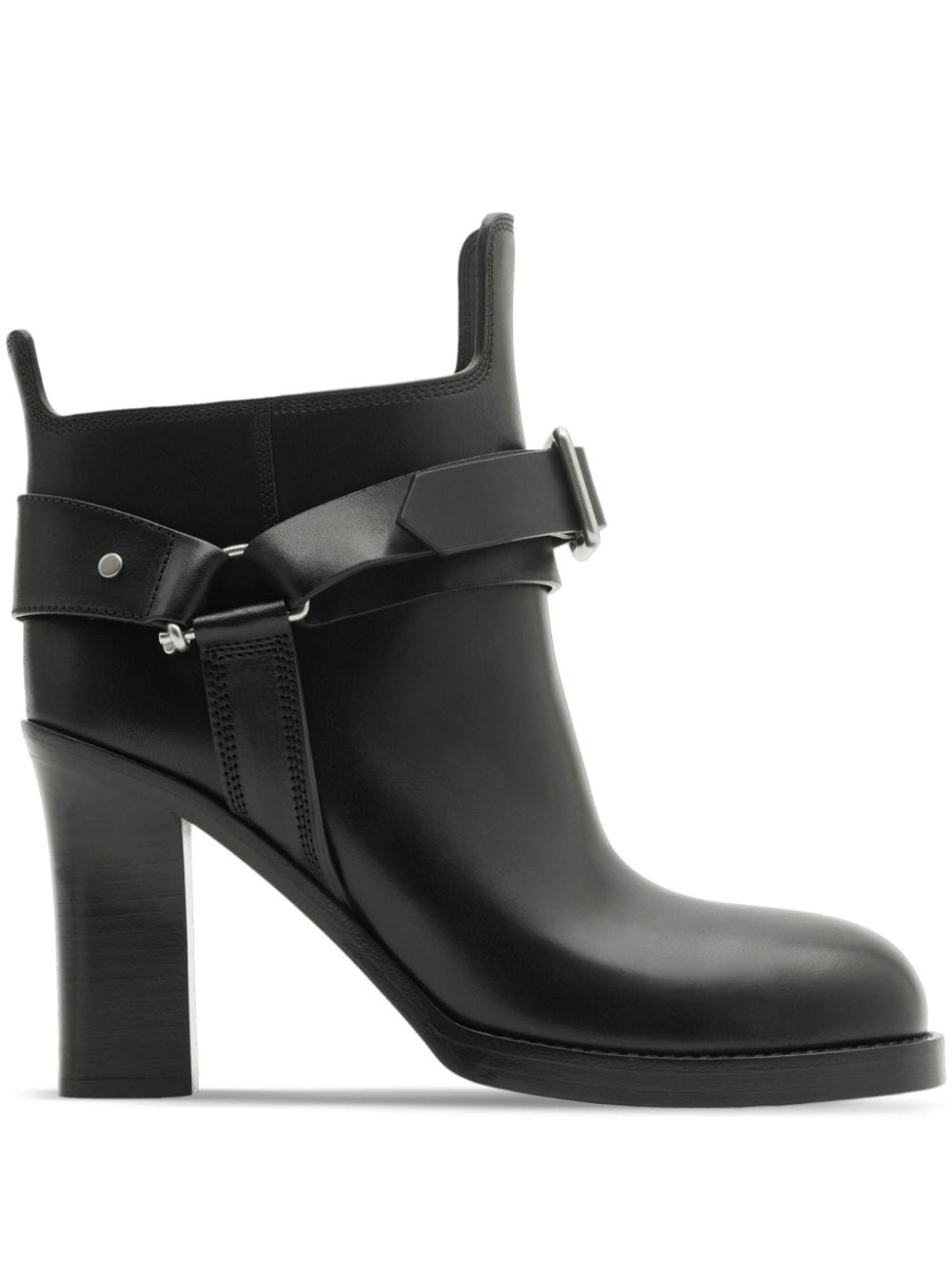 Burberry buckled 100mm leather ankle boots - Black von Burberry