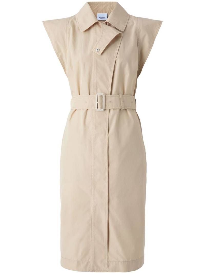 Burberry cap-sleeve belted dress - Neutrals von Burberry