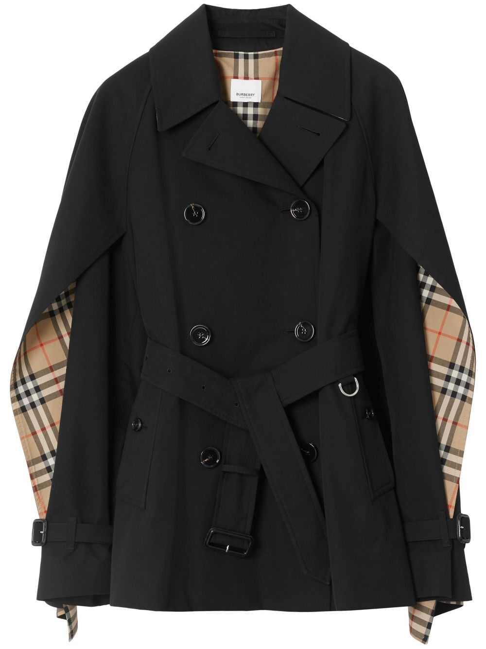 Burberry cape-sleeve cropped trench coat - Black von Burberry