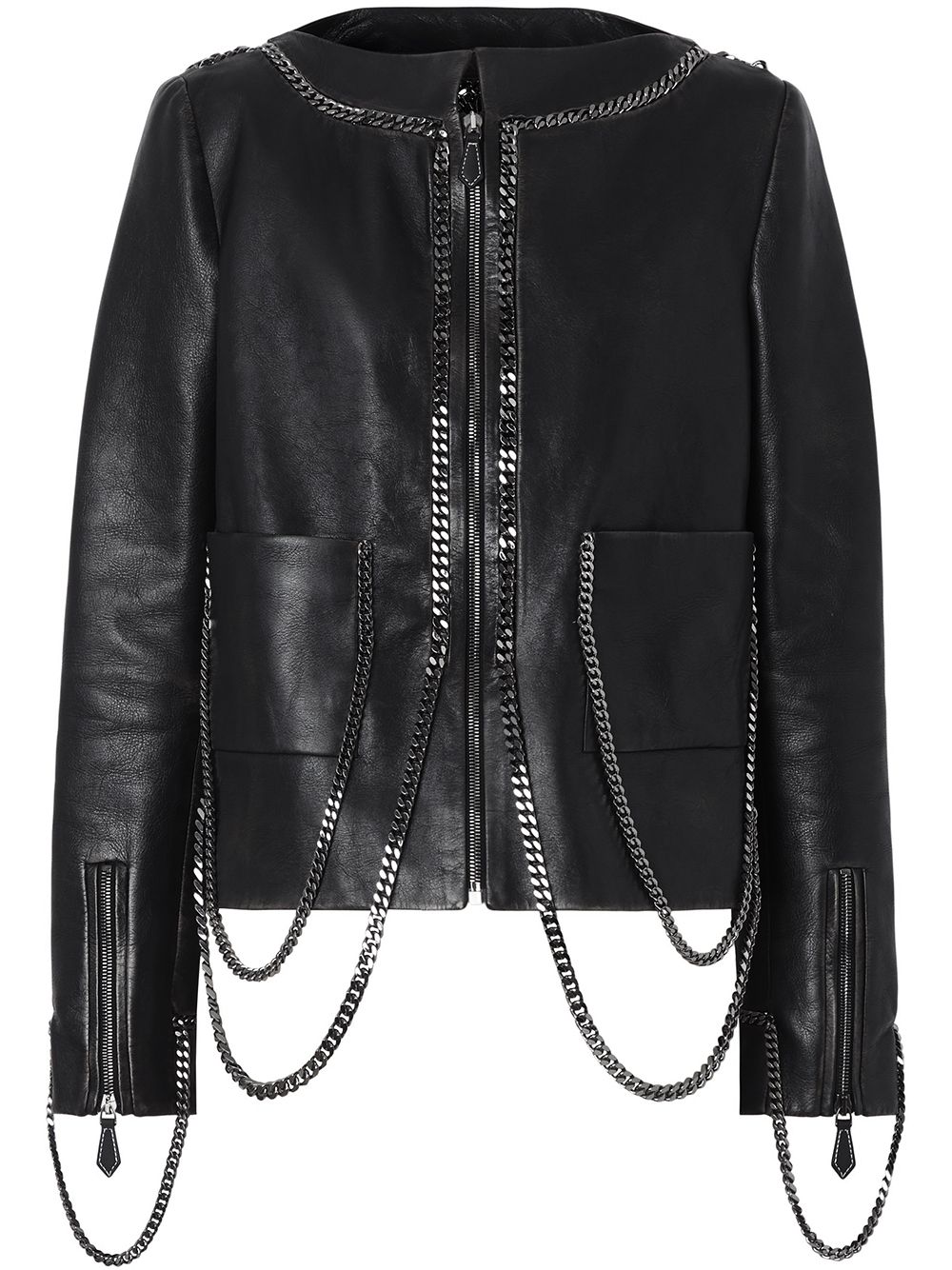 Burberry chain-link detail leather jacket - Black von Burberry