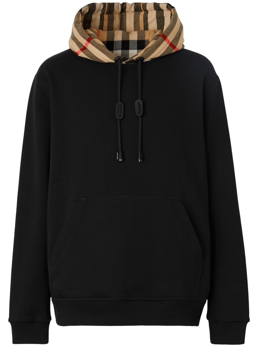 Burberry check-hood cotton hoodie - Black von Burberry