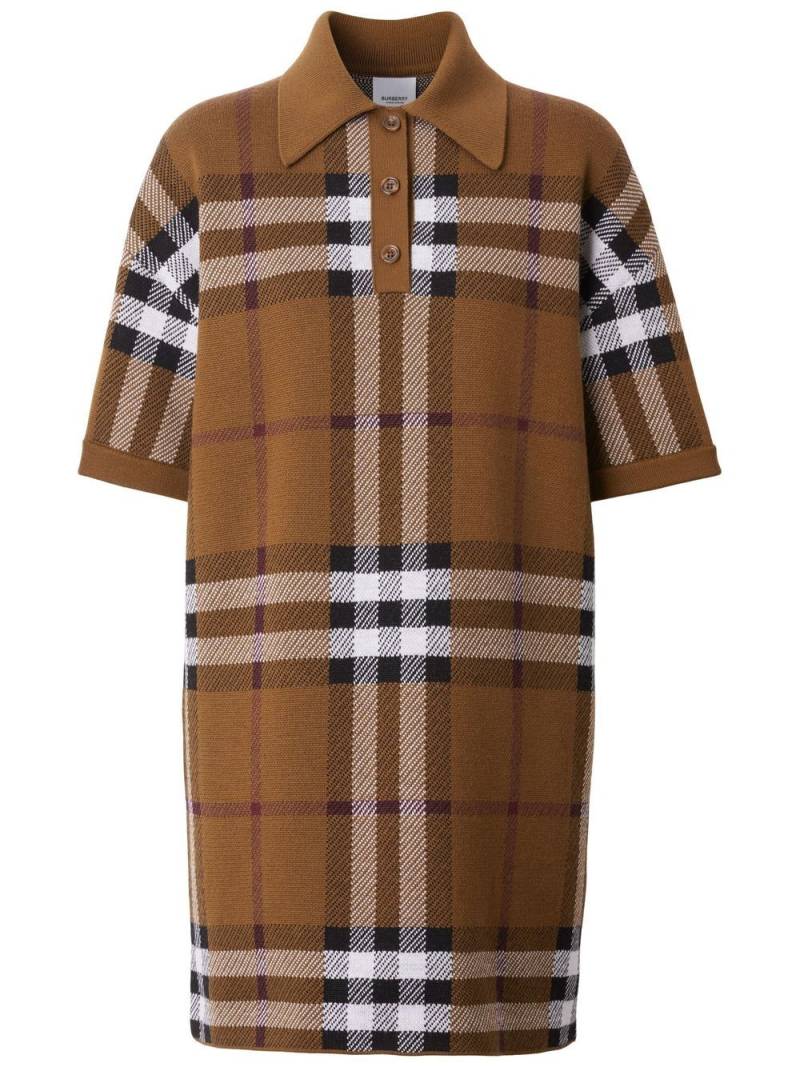 Burberry check-jacquard polo shirt dress - Brown von Burberry