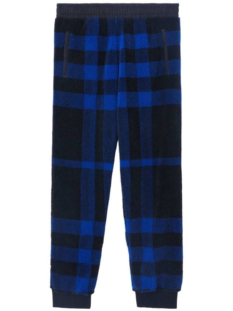 Burberry check-pattern fleece track pants - Blue von Burberry