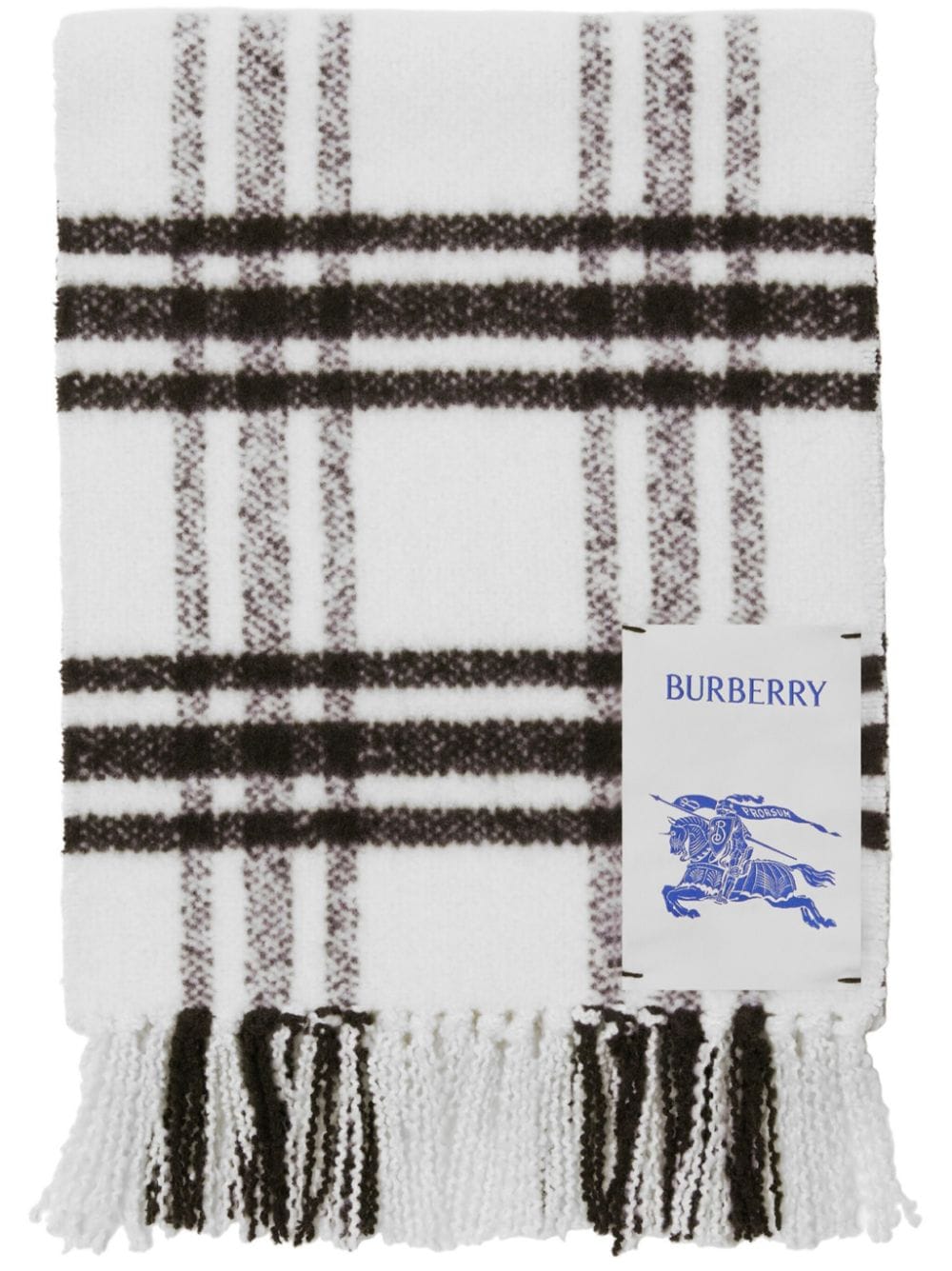 Burberry check-pattern fringed wool scarf - White von Burberry