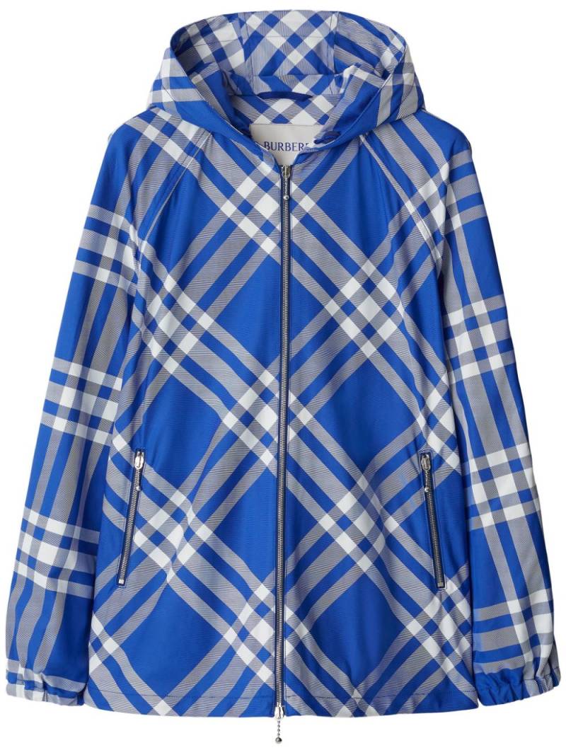 Burberry check-pattern hooded jacket - Blue von Burberry