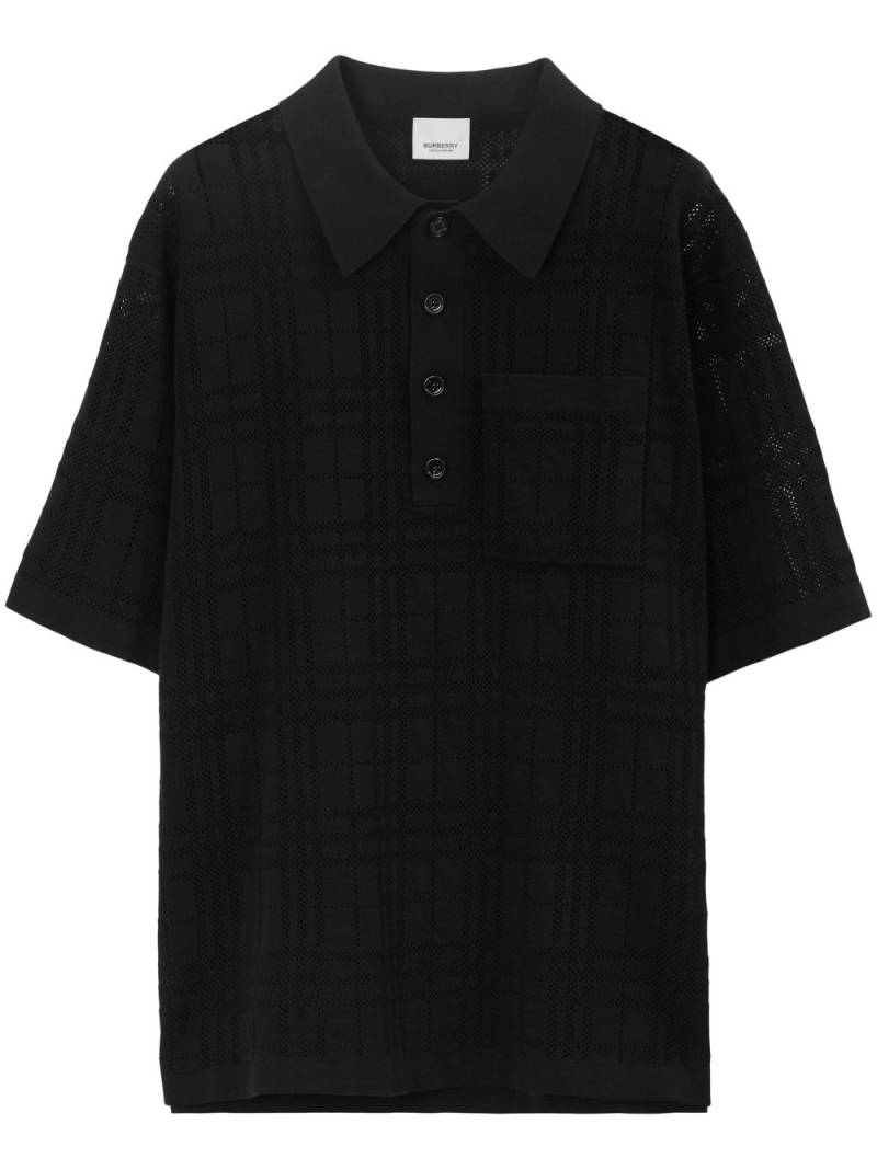 Burberry check-print cotton polo shirt - Black von Burberry