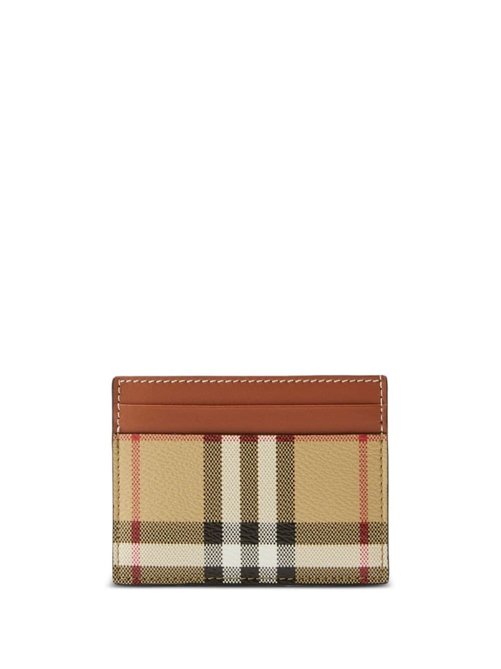 Burberry check-print leather card holder - Neutrals von Burberry