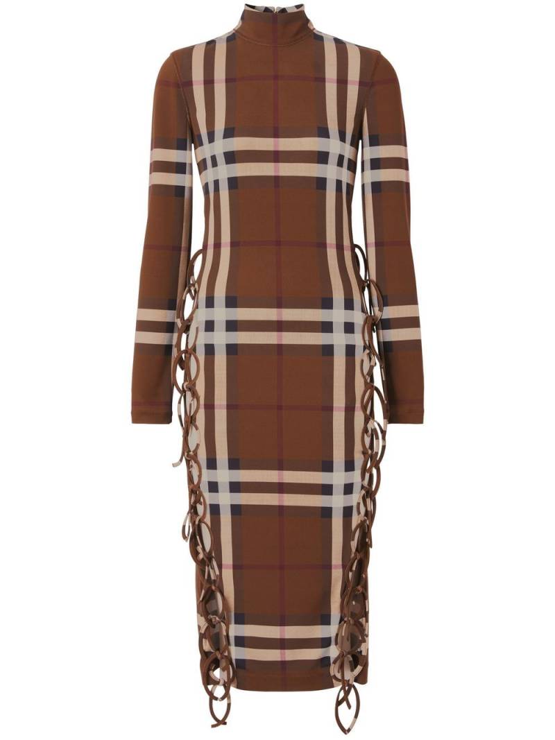 Burberry check-print side-tie midi dress - Brown von Burberry