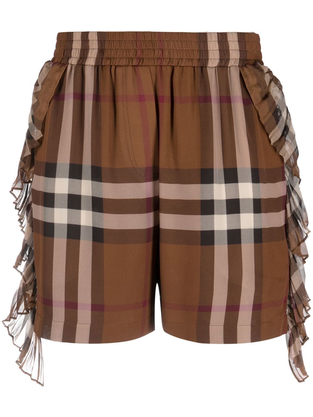 Burberry check-print silk shorts - Brown von Burberry