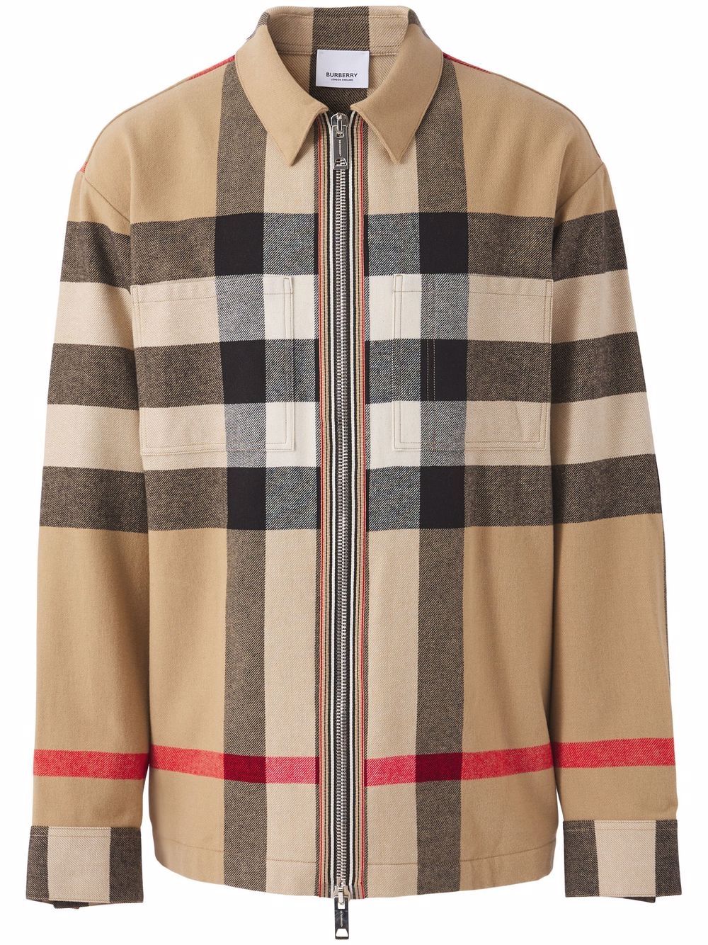 Burberry check wool-cotton zip-front shirt - Brown von Burberry