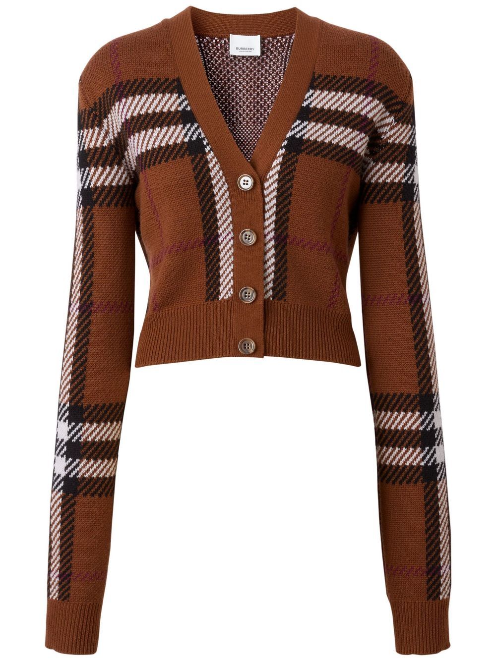 Burberry check wool jacquard cropped cardigan - Brown von Burberry