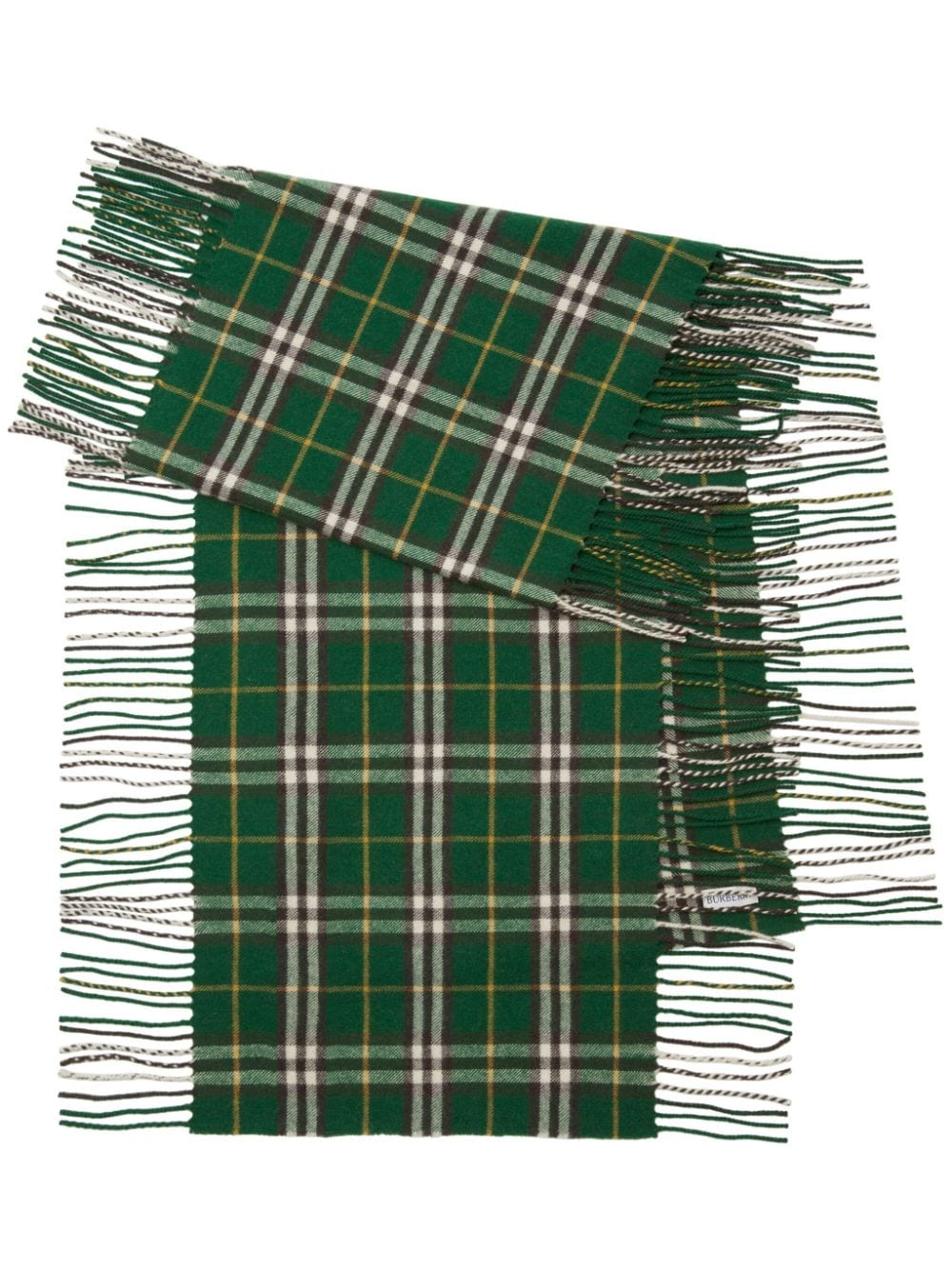 Burberry checked cashmere fringed scarf - Green von Burberry