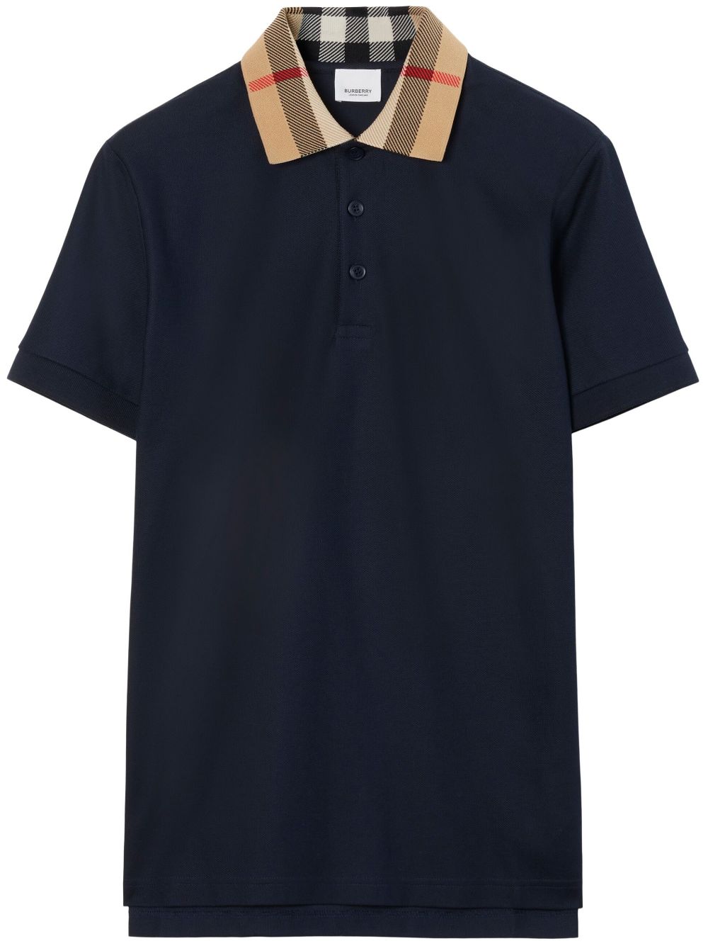 Burberry checked-collar cotton polo shirt - Blue von Burberry