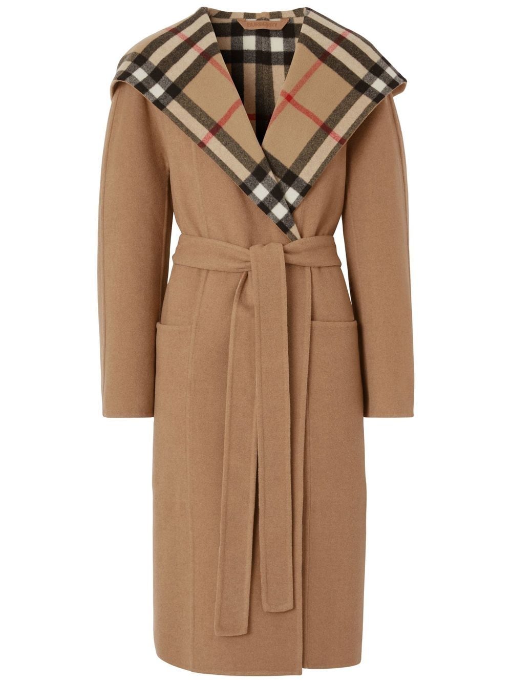 Burberry checked-detail wrap coat - Brown von Burberry