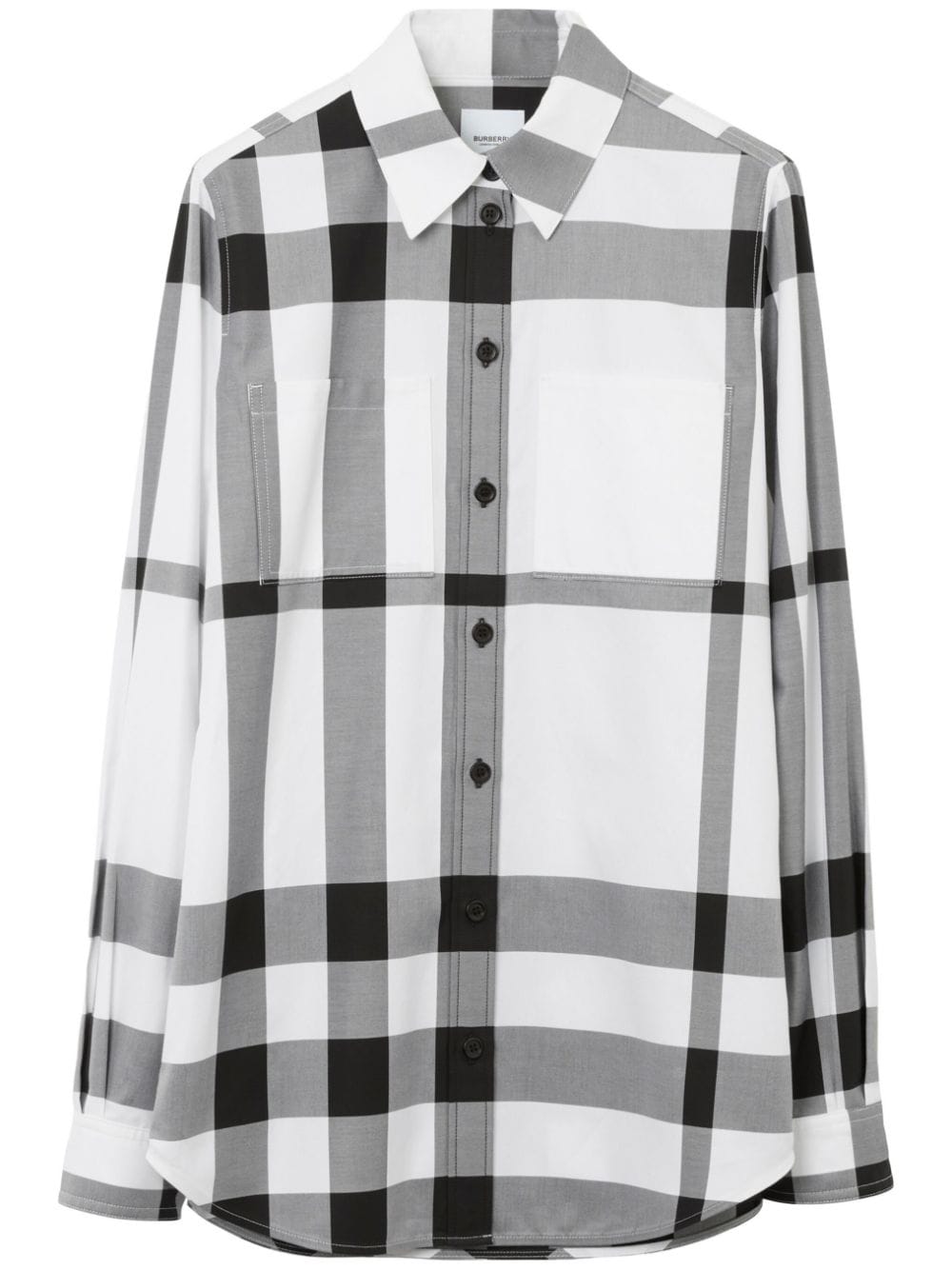 Burberry checked long-sleeve cotton shirt - White von Burberry