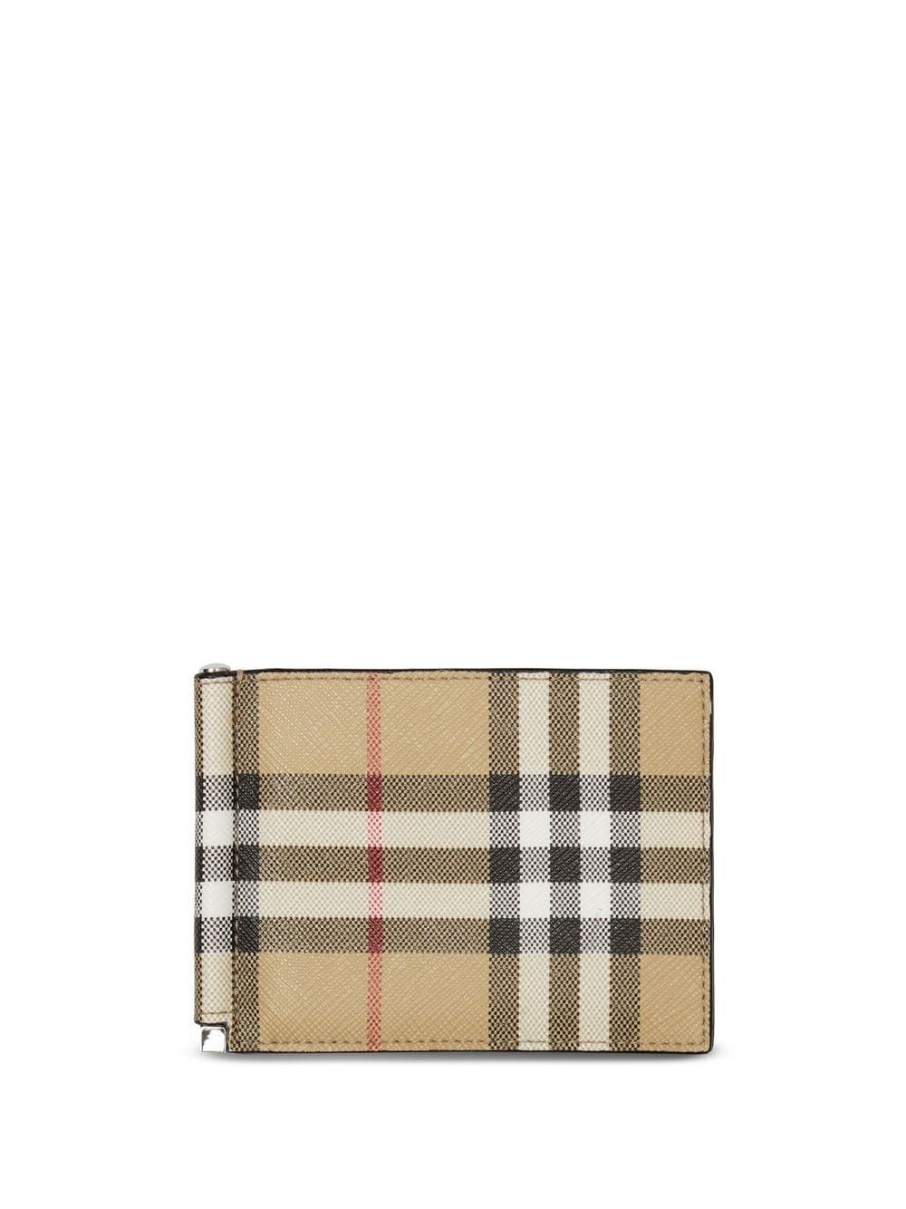 Burberry checked money clip leather wallet - Neutrals von Burberry