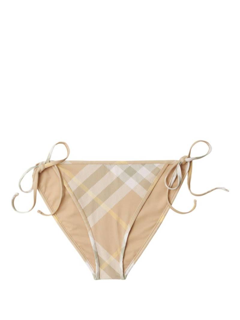 Burberry checked side-tie bikini bottoms - Neutrals von Burberry