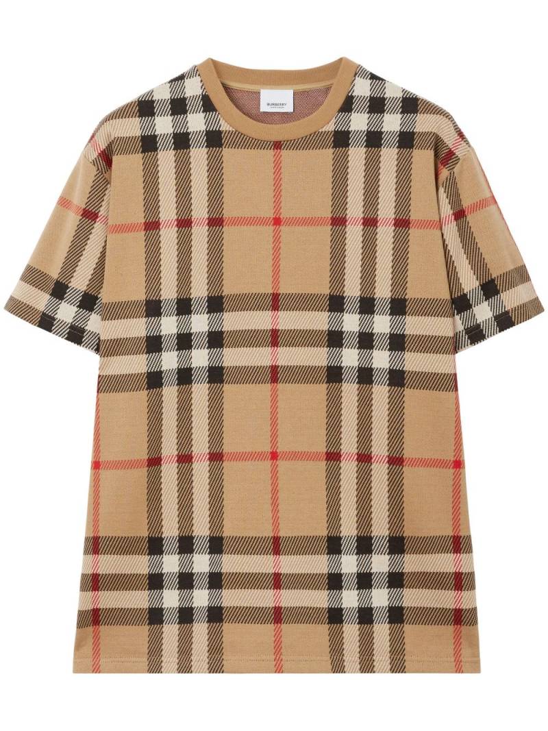 Burberry checkered jacquard cotton T-shirt - Neutrals von Burberry