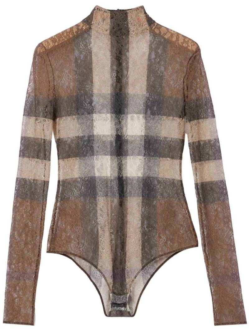 Burberry checkered lace bodysuit - Brown von Burberry