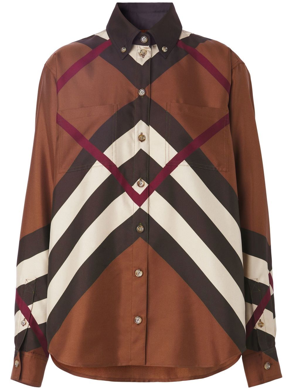 Burberry chevron check-print button-down shirt - Brown von Burberry