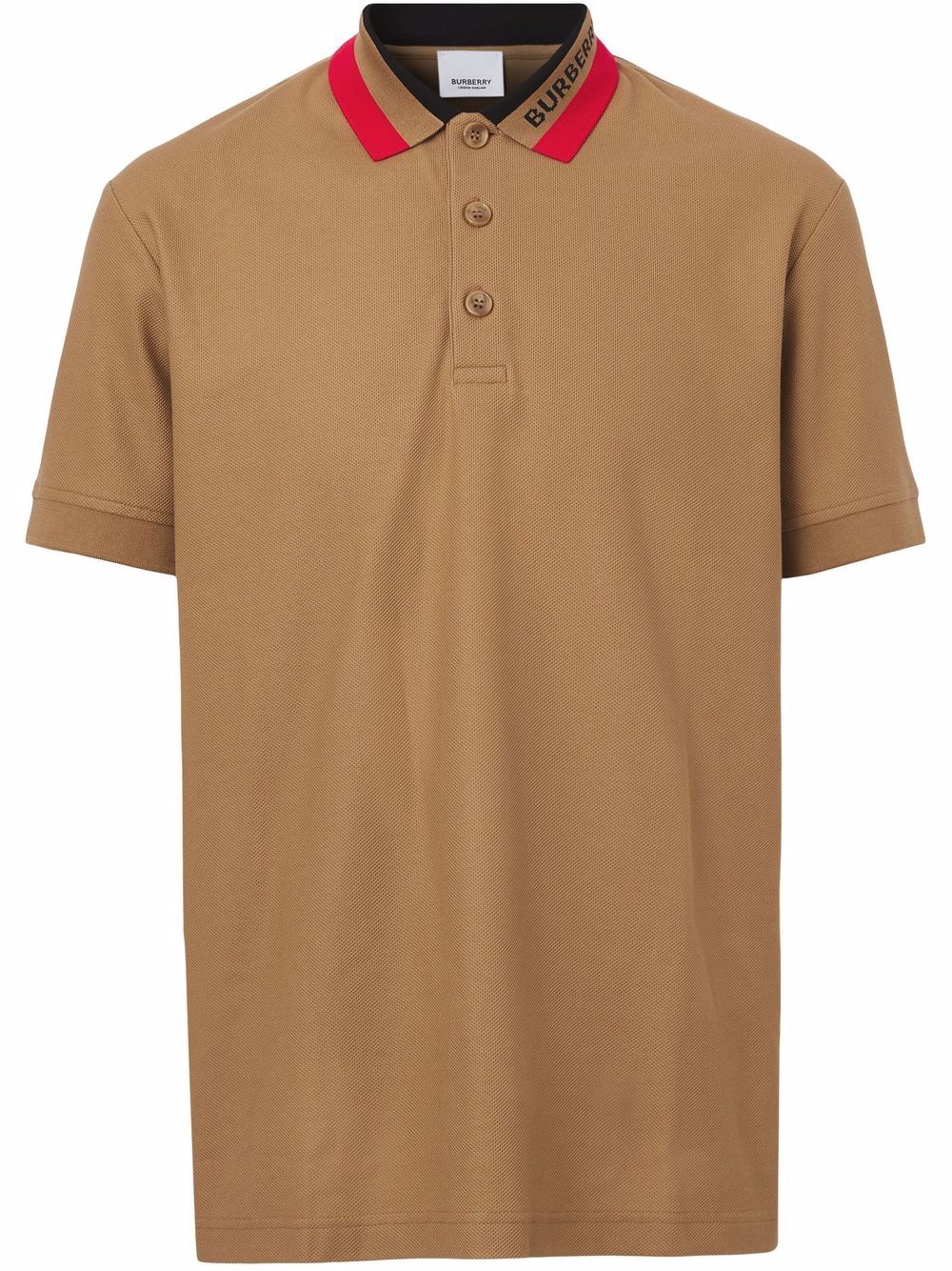 Burberry collar-stripe logo piqué polo shirt - Brown von Burberry