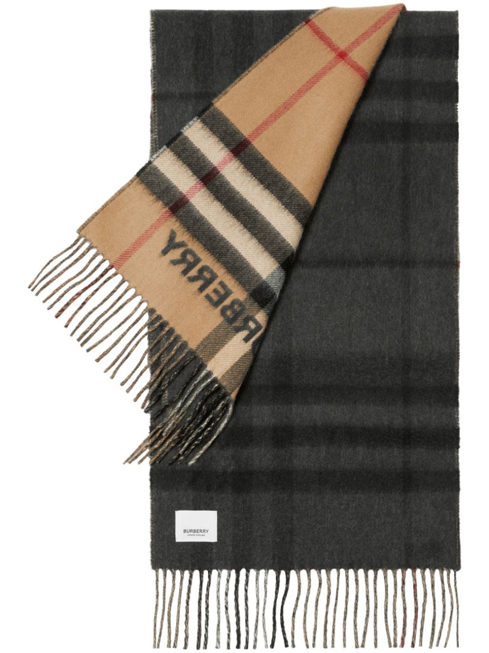 Burberry contrast-check cashmere scarf - Neutrals von Burberry