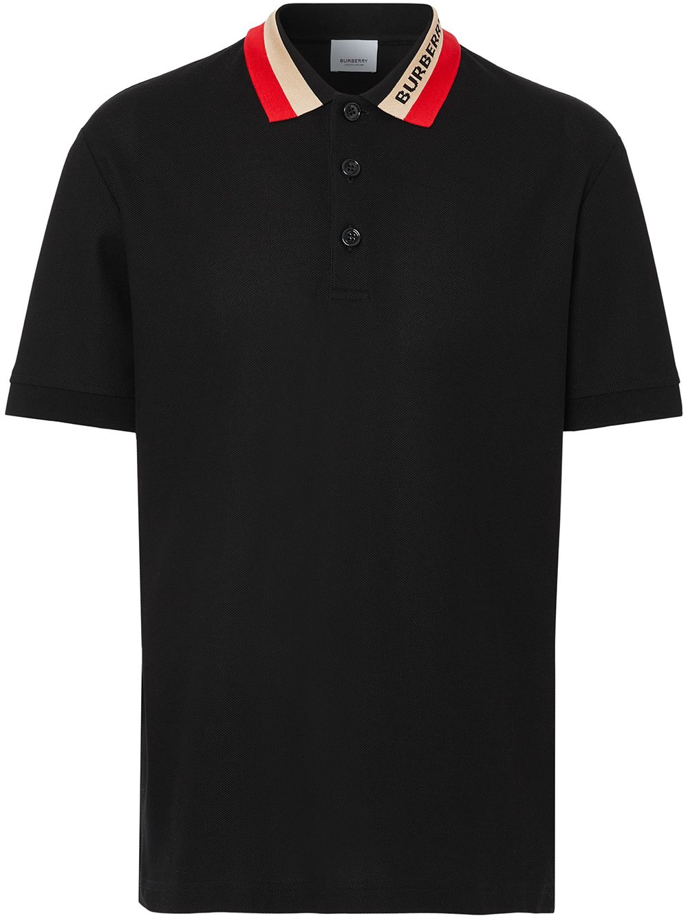 Burberry contrast-collar piqué polo shirt - Black von Burberry