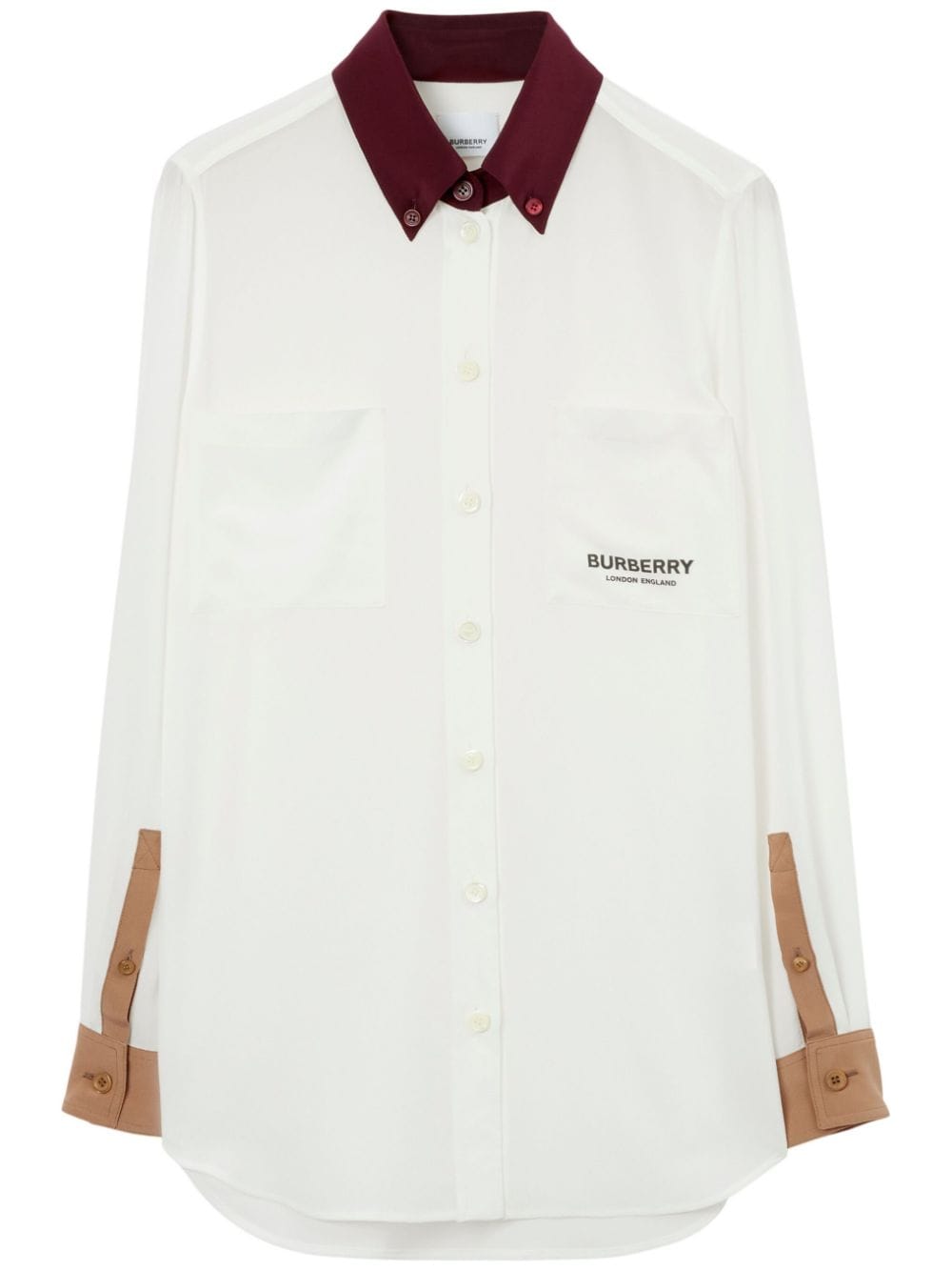 Burberry contrast-panel silk shirt - Neutrals von Burberry