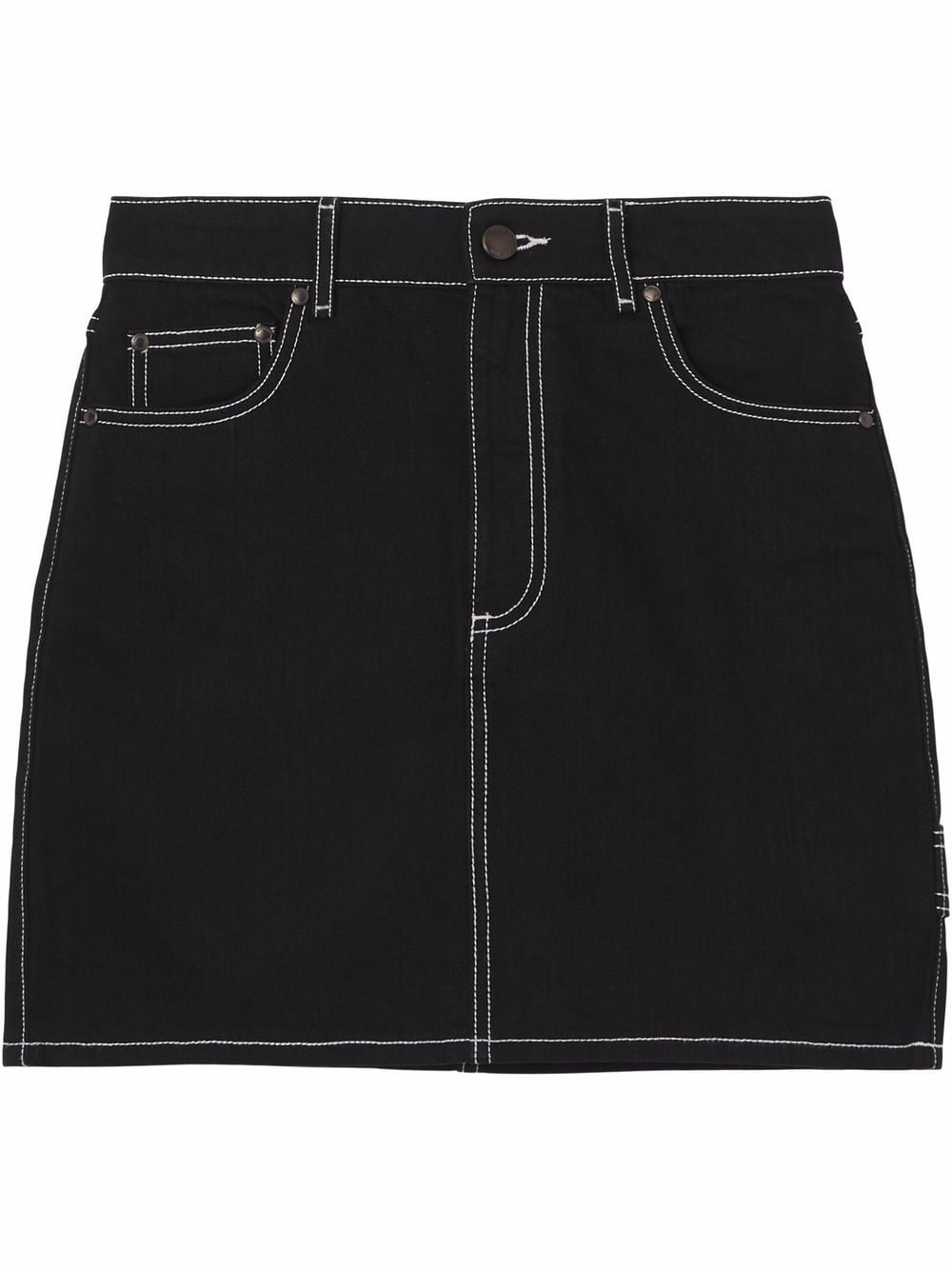 Burberry contrast-stitch raw-denim skirt - Black von Burberry