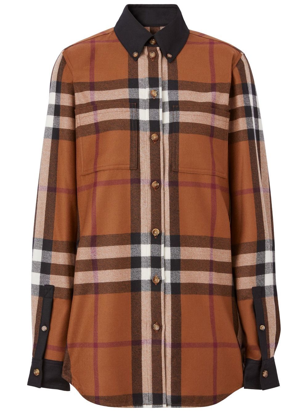 Burberry contrast-trim checked shirt - Brown von Burberry