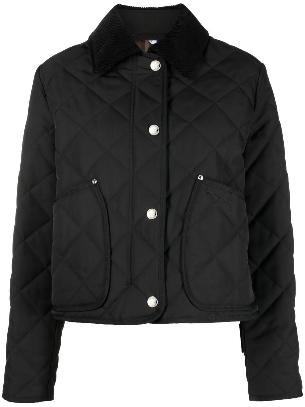 Burberry corduroy-collar quilted cropped jacket - Black von Burberry