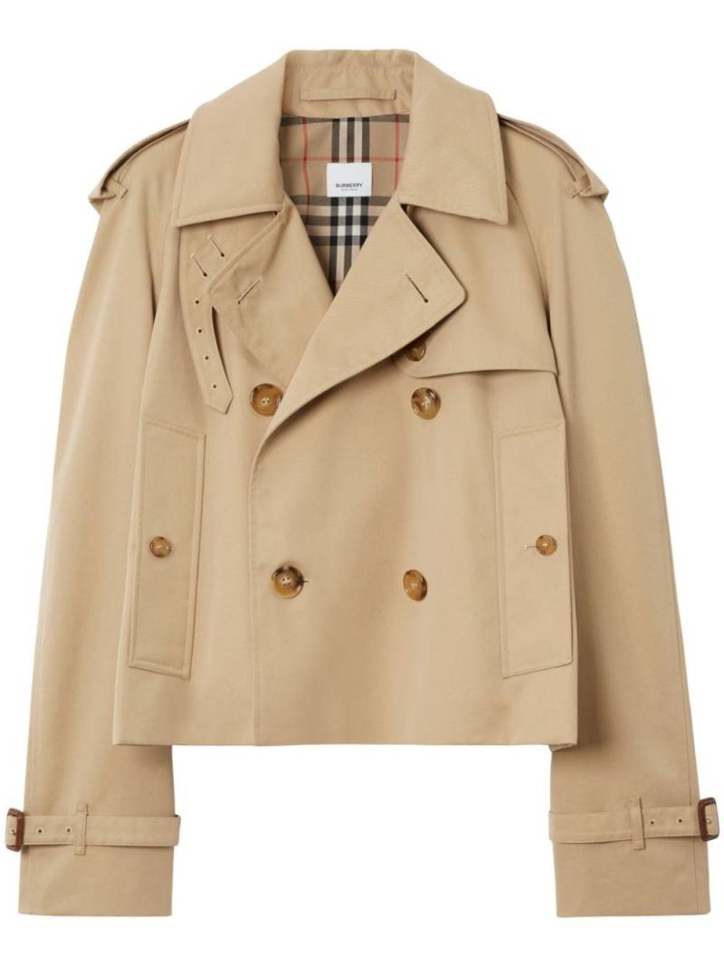 Burberry double-breasted cropped trench coat - Neutrals von Burberry