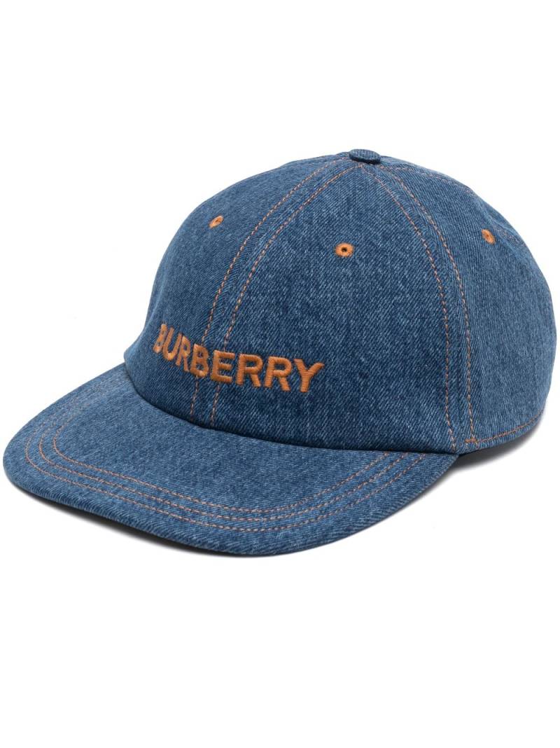 Burberry embroidered-logo denim baseball cap - Blue von Burberry