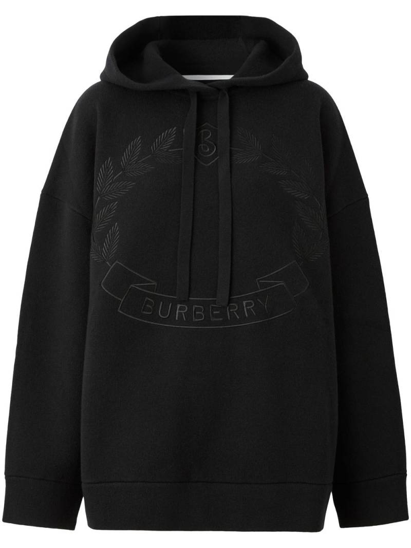 Burberry embroidered oak leaf crest oversized hoodie - Black von Burberry