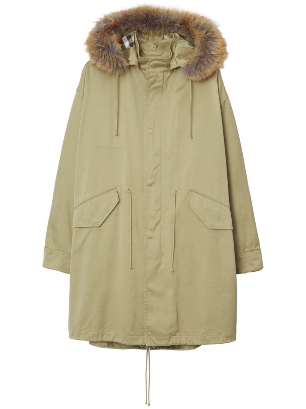 Burberry faux-fur hood parka coat - Green von Burberry