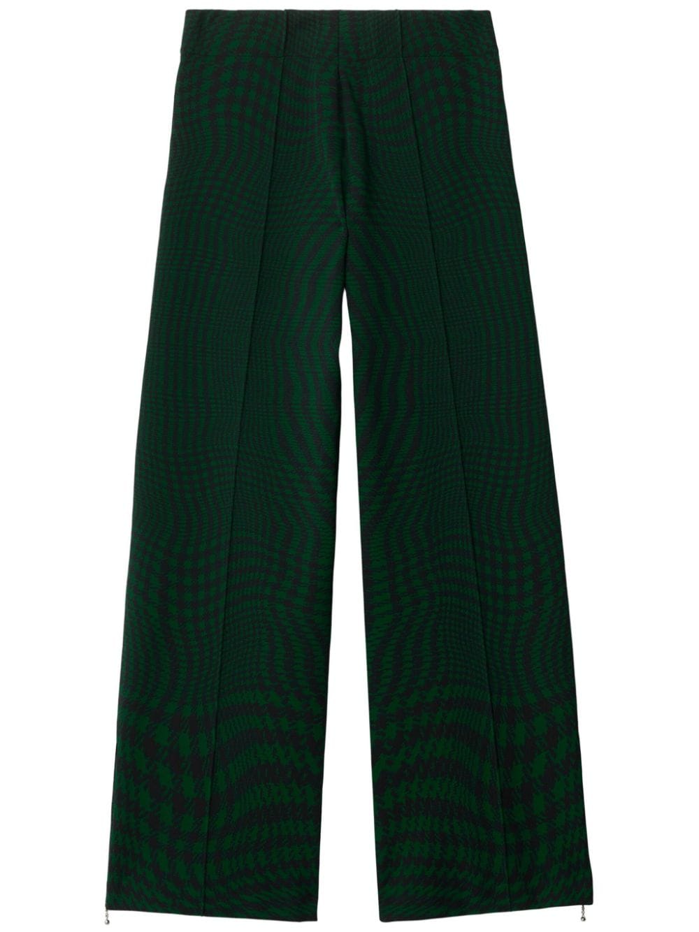 Burberry houndstooth-pattern wide-leg trousers - Green von Burberry