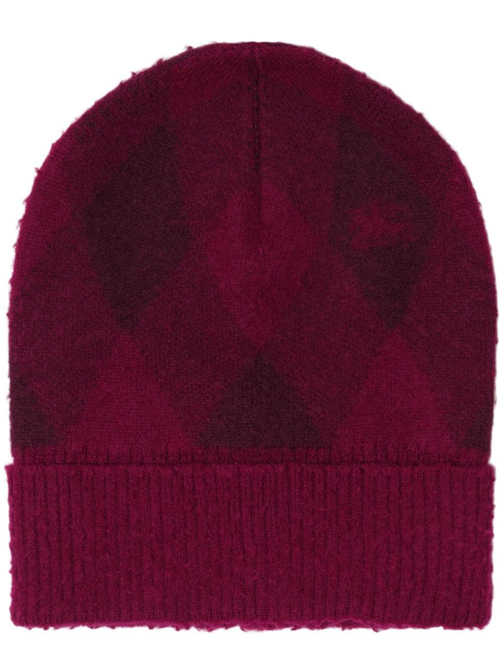 Burberry intarsia-knit logo argyle checked beanie - Red von Burberry