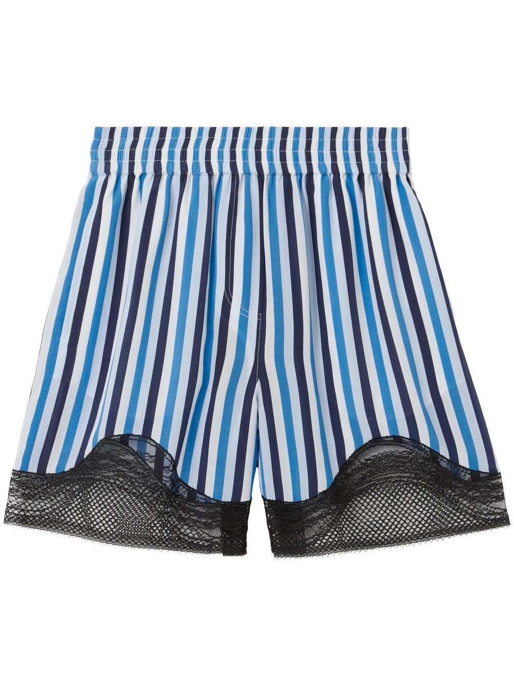 Burberry lace-trim striped silk shorts - Blue von Burberry
