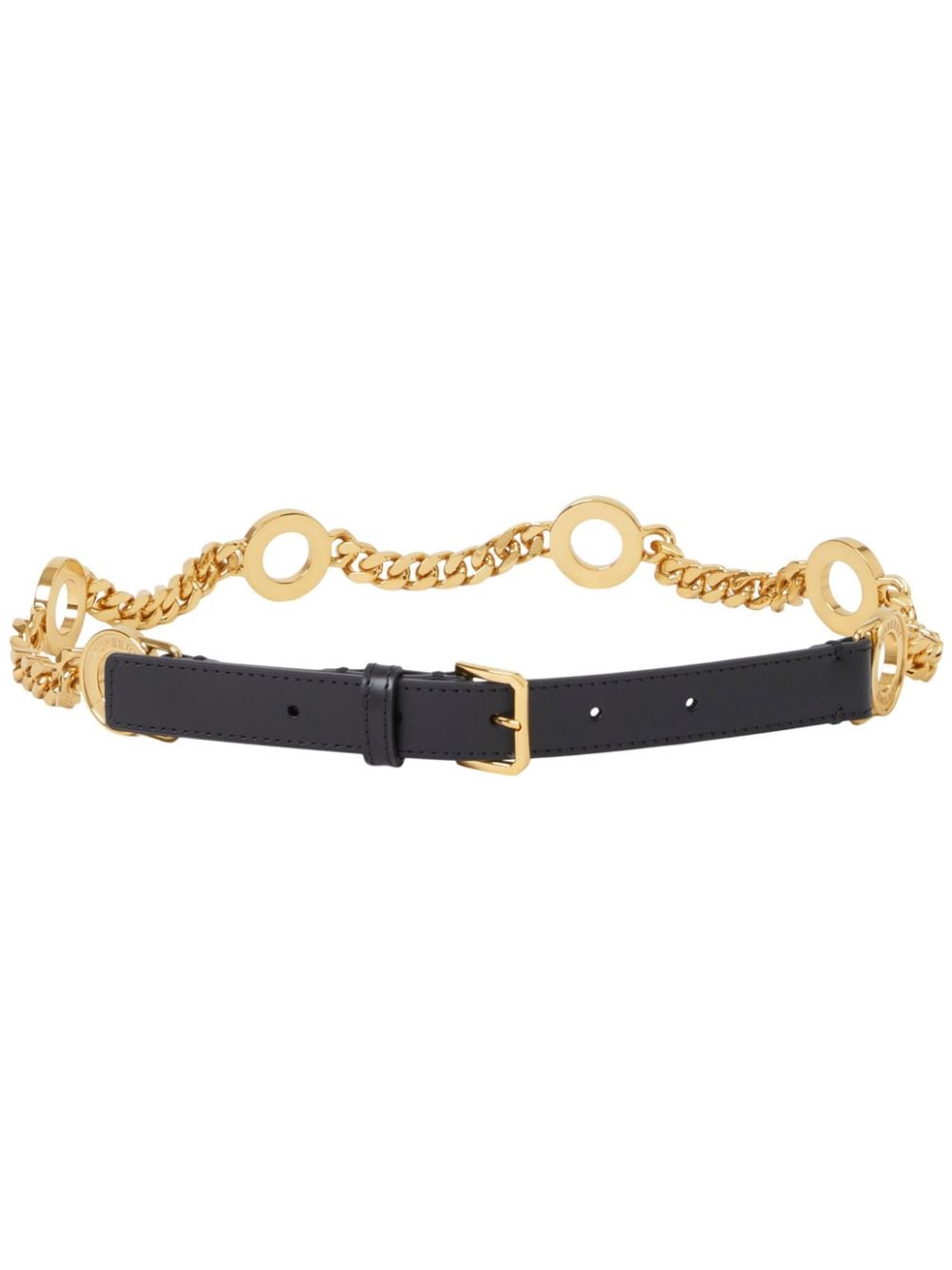 Burberry logo-engraved leather chain belt - Gold von Burberry