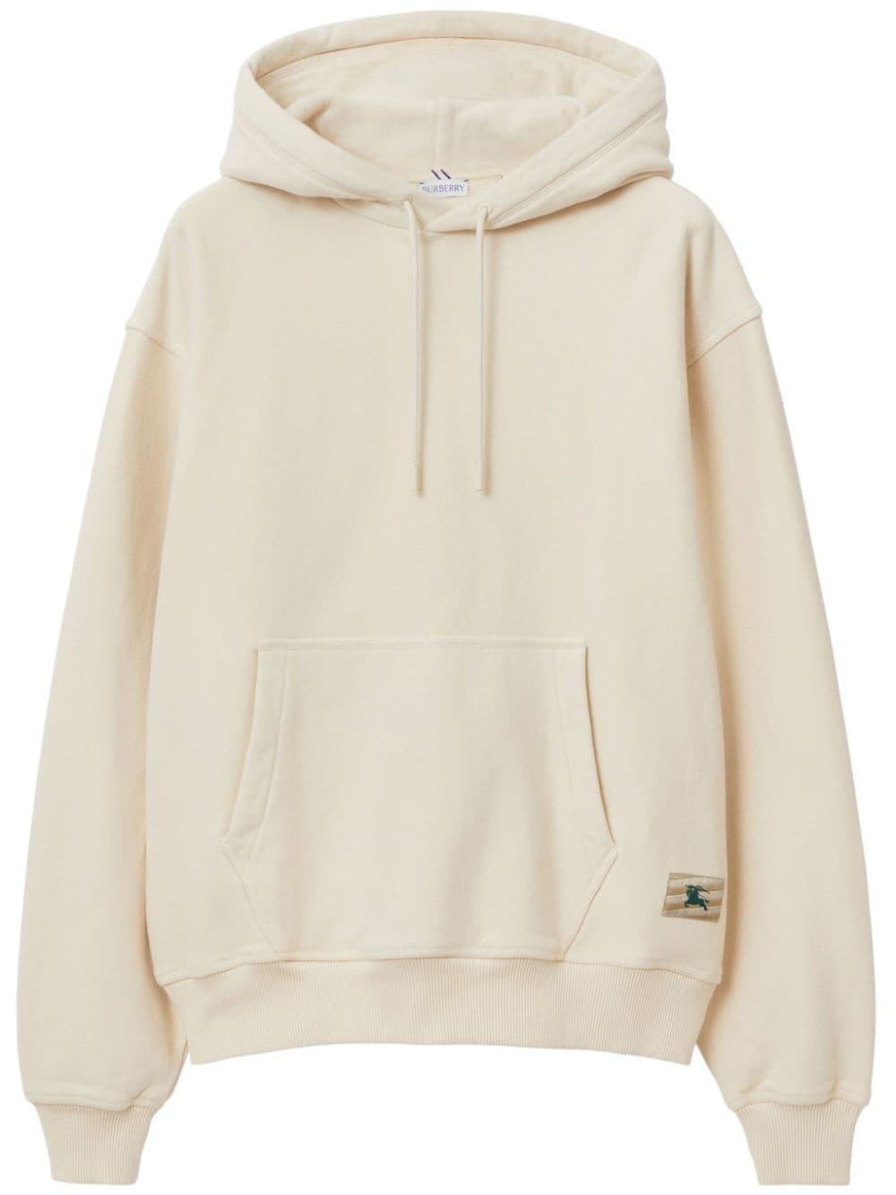 Burberry logo-appliqué cotton hoodie - Neutrals von Burberry