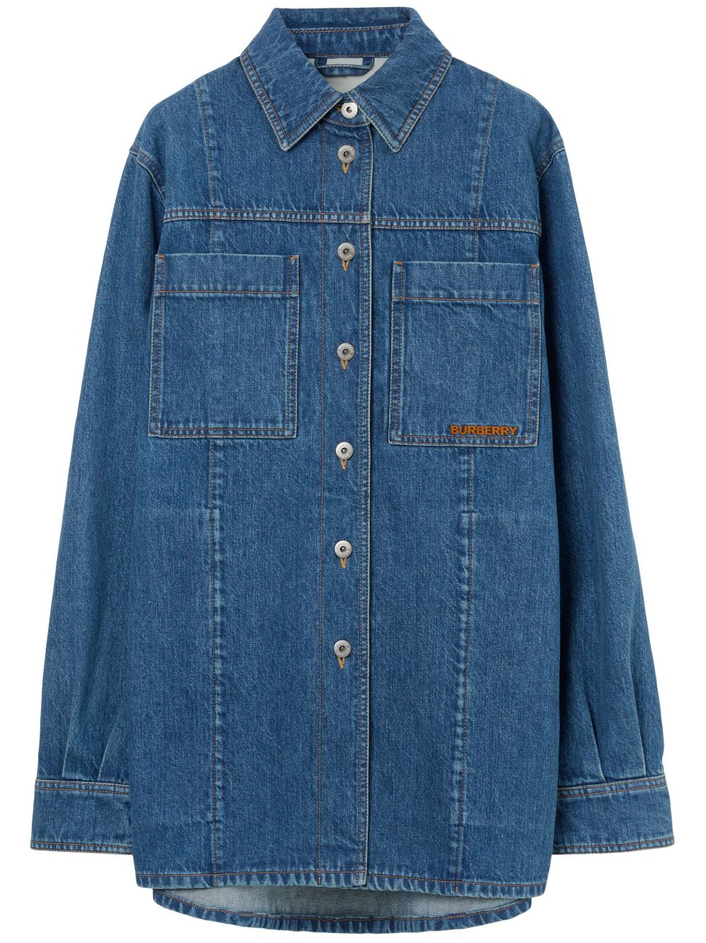 Burberry logo-embroidered denim overshirt - Blue von Burberry