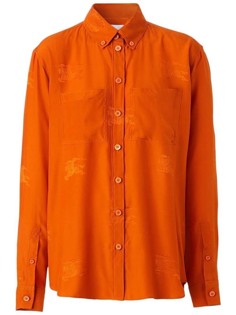Burberry logo-embroidered long-sleeve shirt - Orange von Burberry