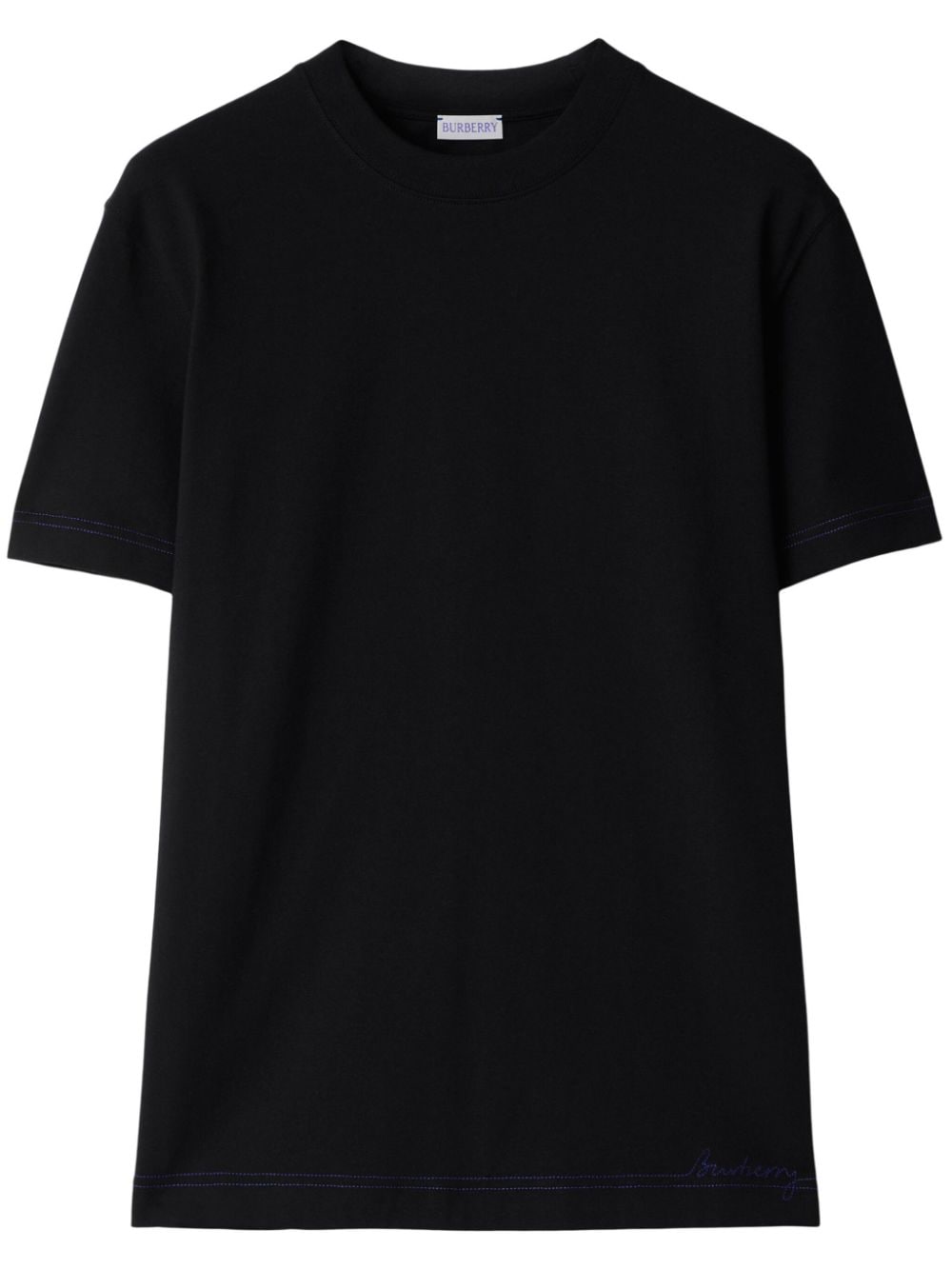 Burberry logo-embroidered organic cotton T-shirt - Black von Burberry