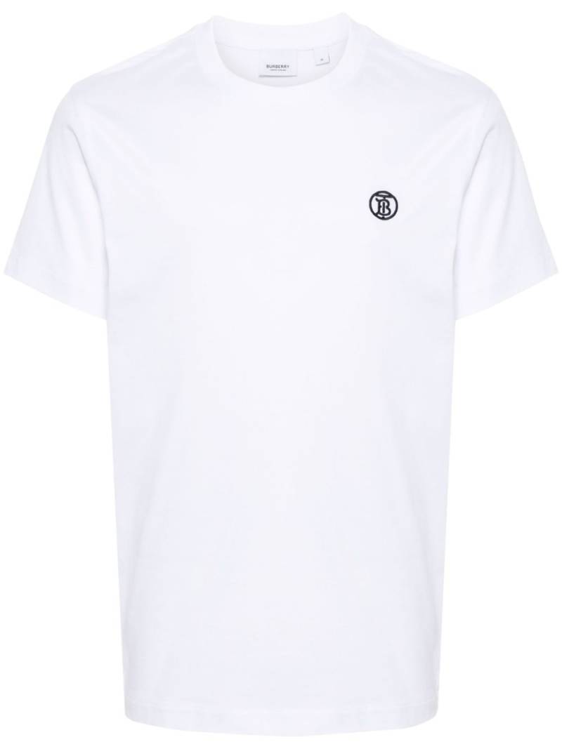 Burberry logo-embroidered organic cotton T-shirt - White von Burberry