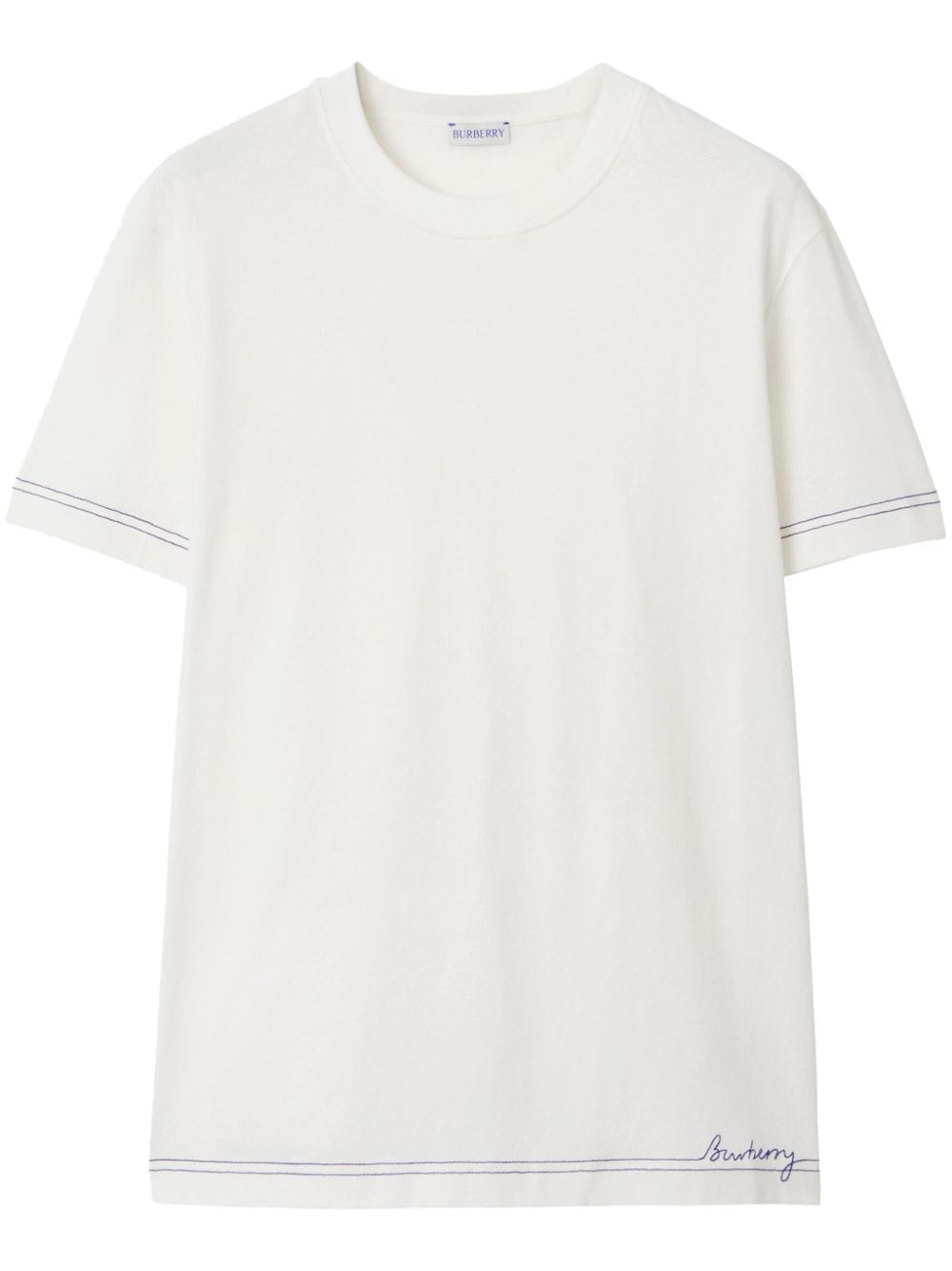 Burberry logo-embroidered organic cotton T-shirt - White von Burberry