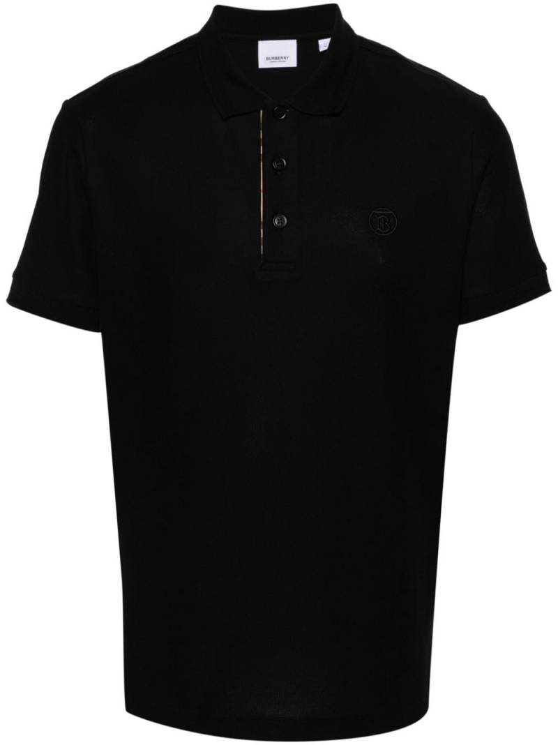 Burberry logo-embroidered piqué polo shirt - Black von Burberry